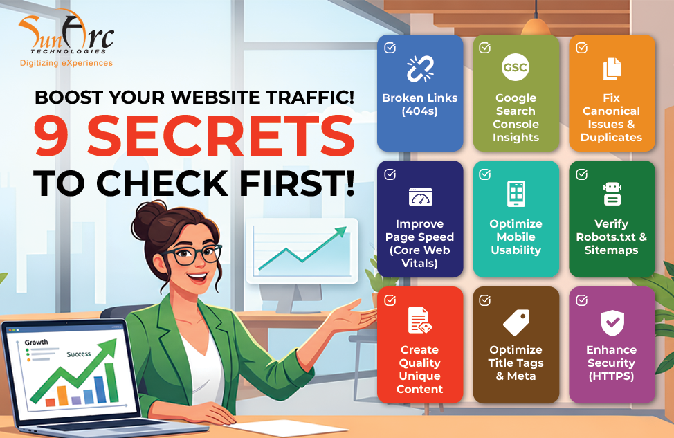 Your Website Traffic Drop? 9 SEO Issues to Check First | SunArc Technologies Your Website Traffic Drop? 9 SEO Issues to Check First